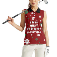 Sign Language Merry Christmas Women Sleeveless Polo Shirt Xmas Holiday Patterns - Wonder Print Shop