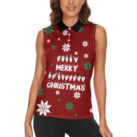Sign Language Merry Christmas Women Sleeveless Polo Shirt Xmas Holiday Patterns - Wonder Print Shop