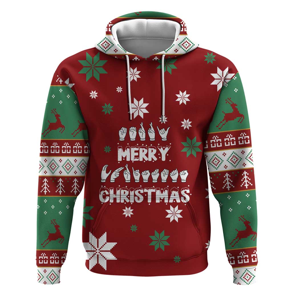 Sign Language Merry Christmas Zip Hoodie Xmas Holiday Patterns - Wonder Print Shop
