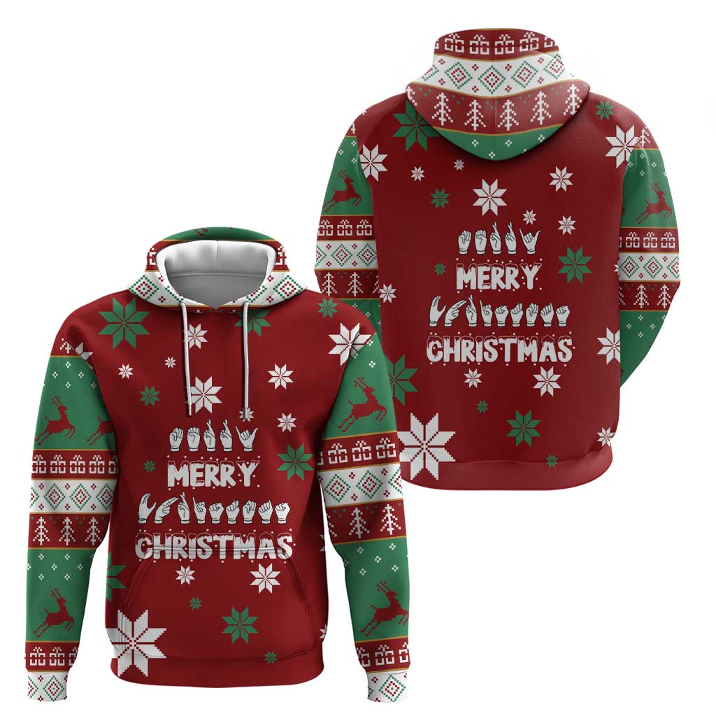 Sign Language Merry Christmas Zip Hoodie Xmas Holiday Patterns - Wonder Print Shop
