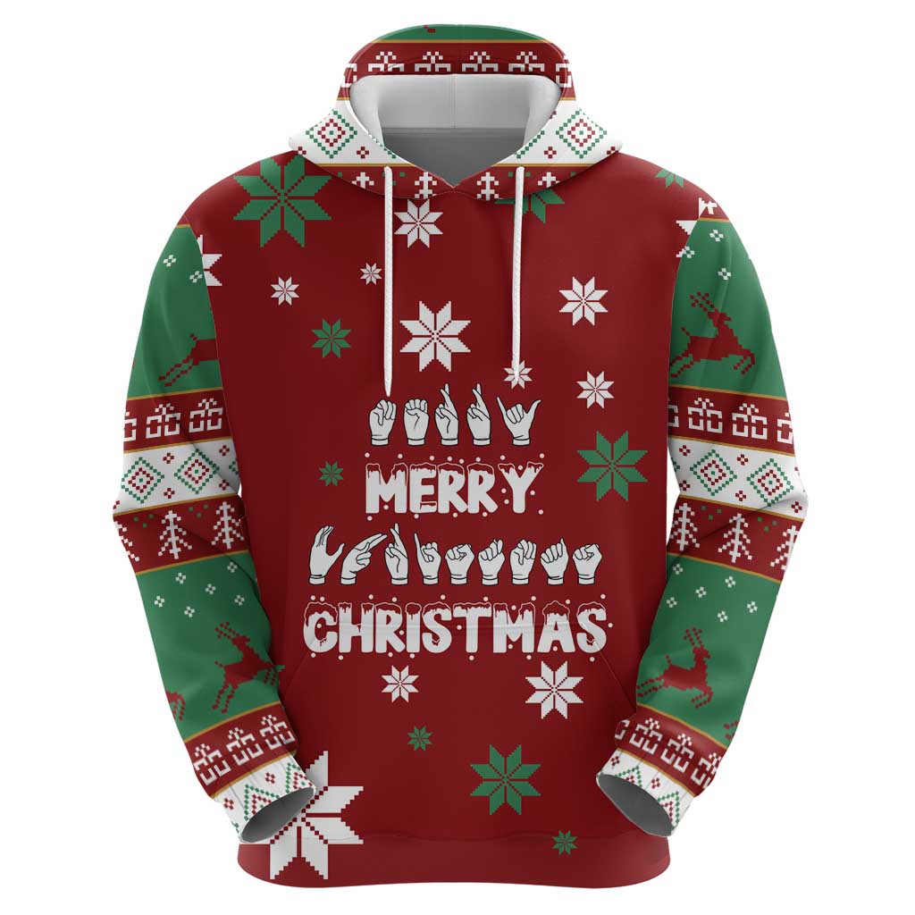 Sign Language Merry Christmas Zip Hoodie Xmas Holiday Patterns - Wonder Print Shop