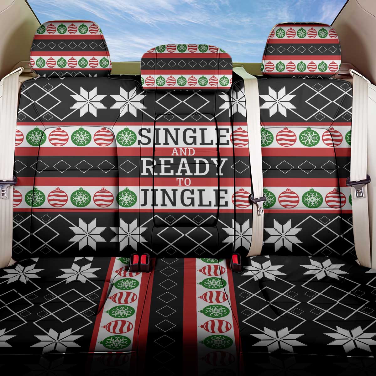 Single Ready To Jingle Christmas Back Car Seat Cover Xmas Holiday Patterns - Wonder Print Shop