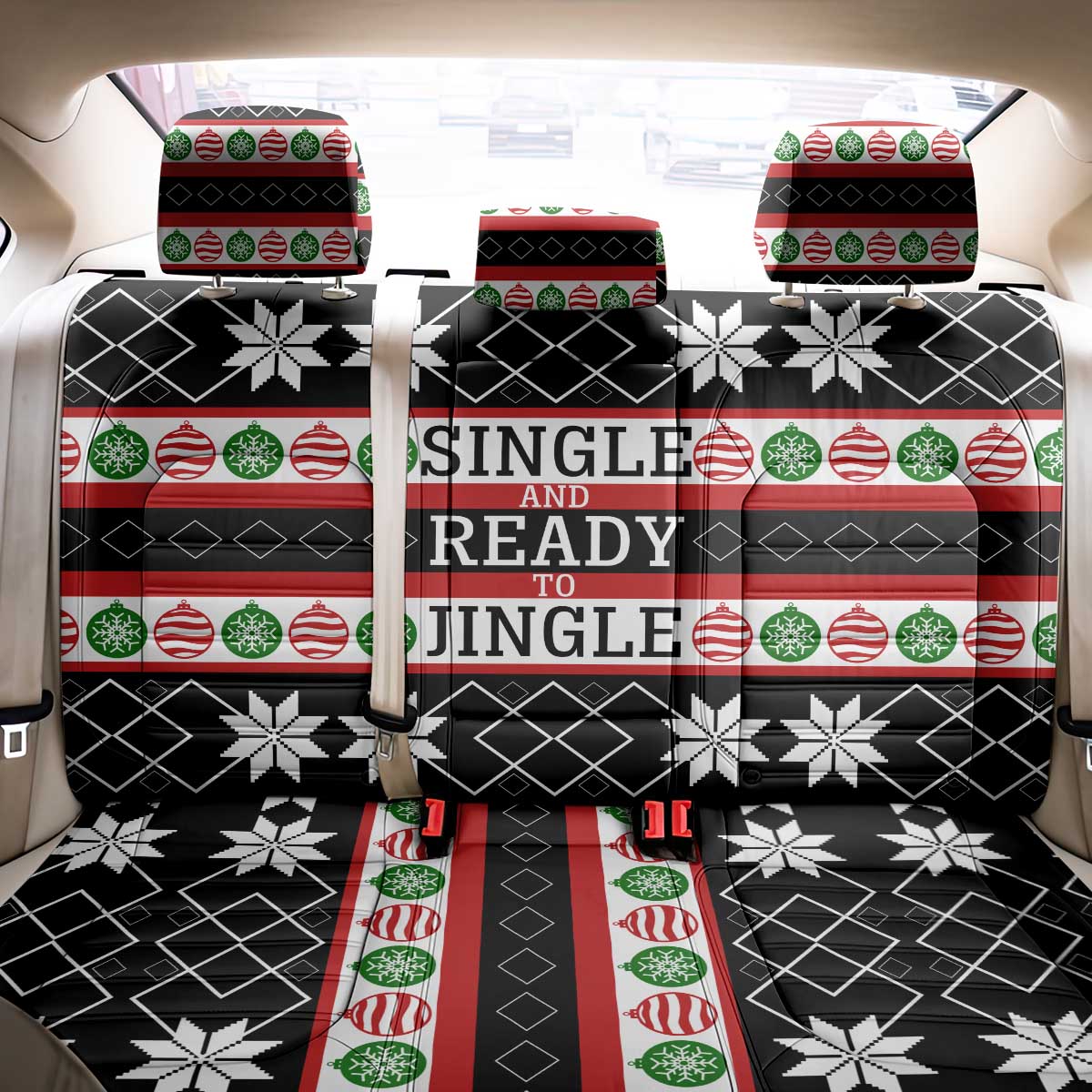 Single Ready To Jingle Christmas Back Car Seat Cover Xmas Holiday Patterns - Wonder Print Shop