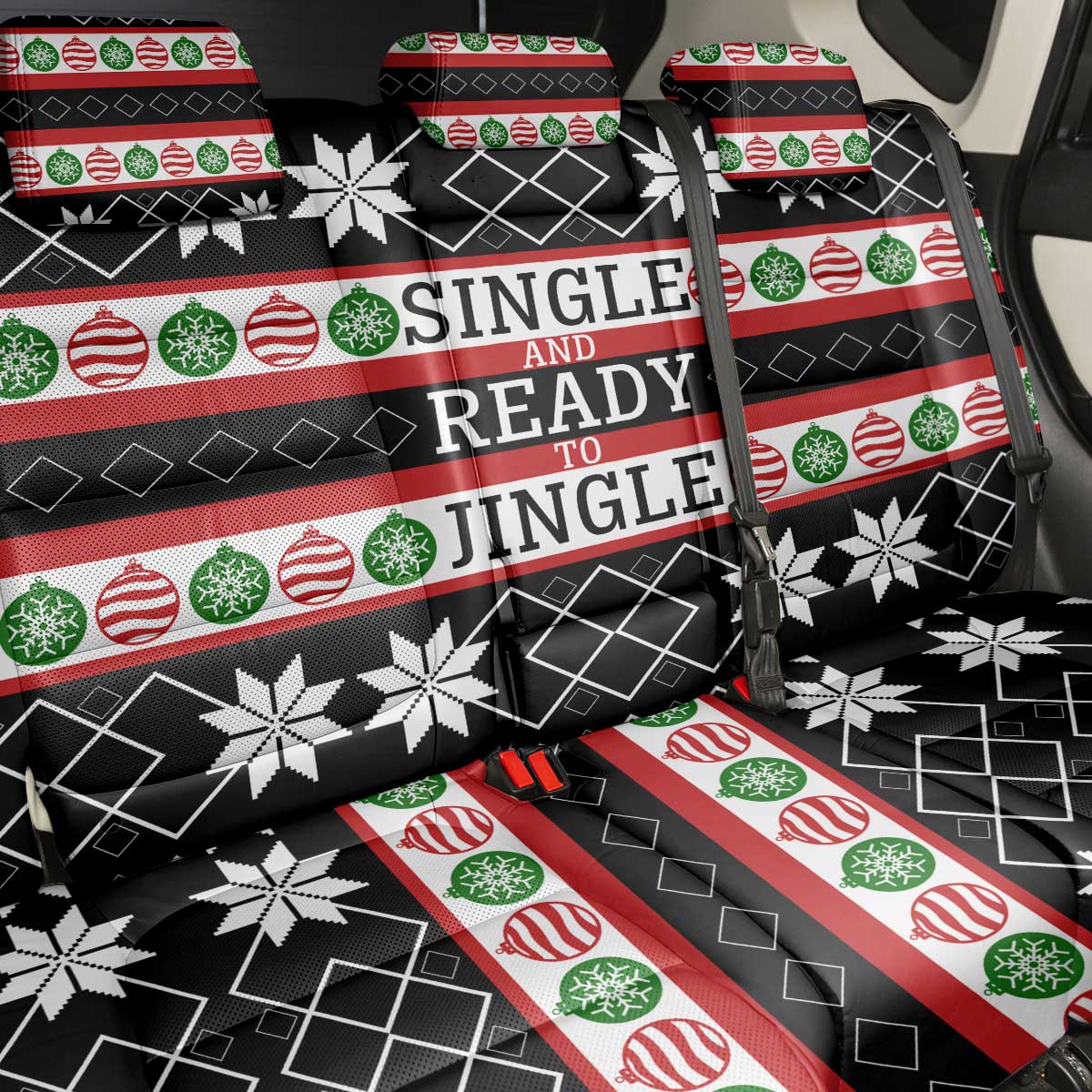 Single Ready To Jingle Christmas Back Car Seat Cover Xmas Holiday Patterns - Wonder Print Shop