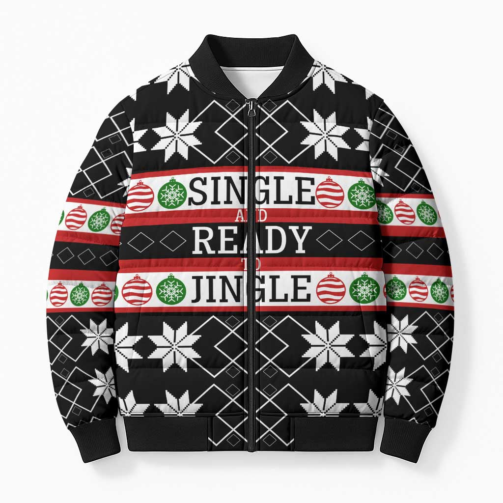 Single Ready To Jingle Christmas Bomber Puffer Jacket Xmas Holiday Patterns - Wonder Print Shop