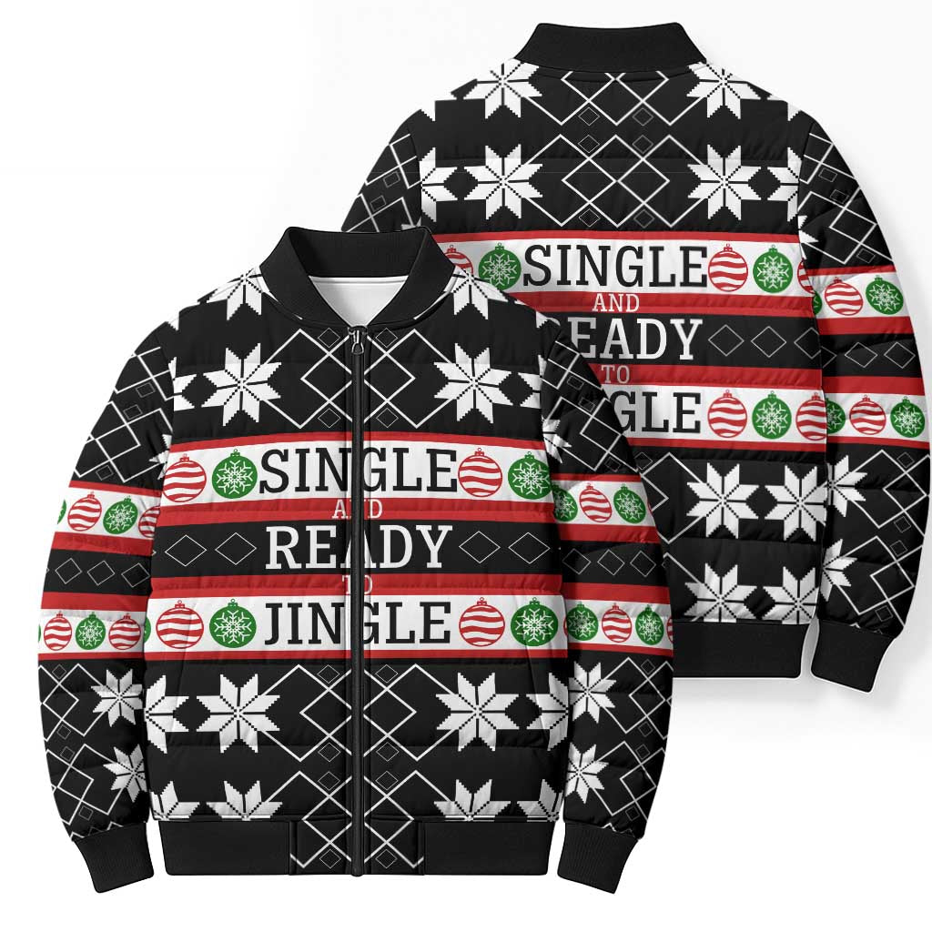 Single Ready To Jingle Christmas Bomber Puffer Jacket Xmas Holiday Patterns - Wonder Print Shop