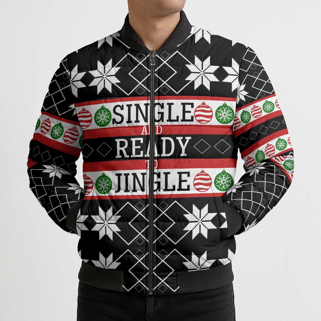 Single Ready To Jingle Christmas Bomber Puffer Jacket Xmas Holiday Patterns - Wonder Print Shop