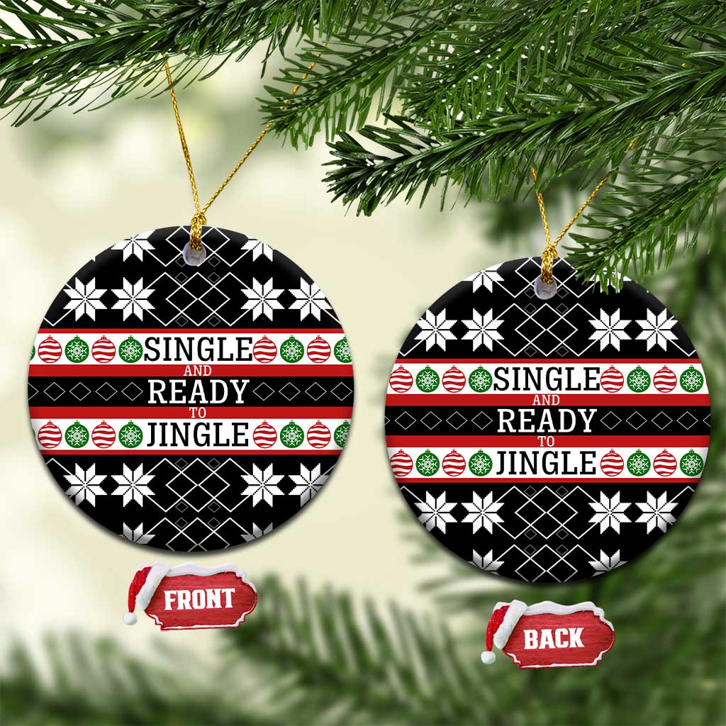 Single Ready To Jingle Christmas Ceramic Ornament Xmas Holiday Patterns - Wonder Print Shop