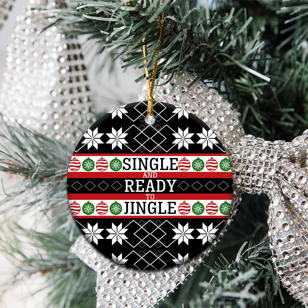 Single Ready To Jingle Christmas Ceramic Ornament Xmas Holiday Patterns - Wonder Print Shop