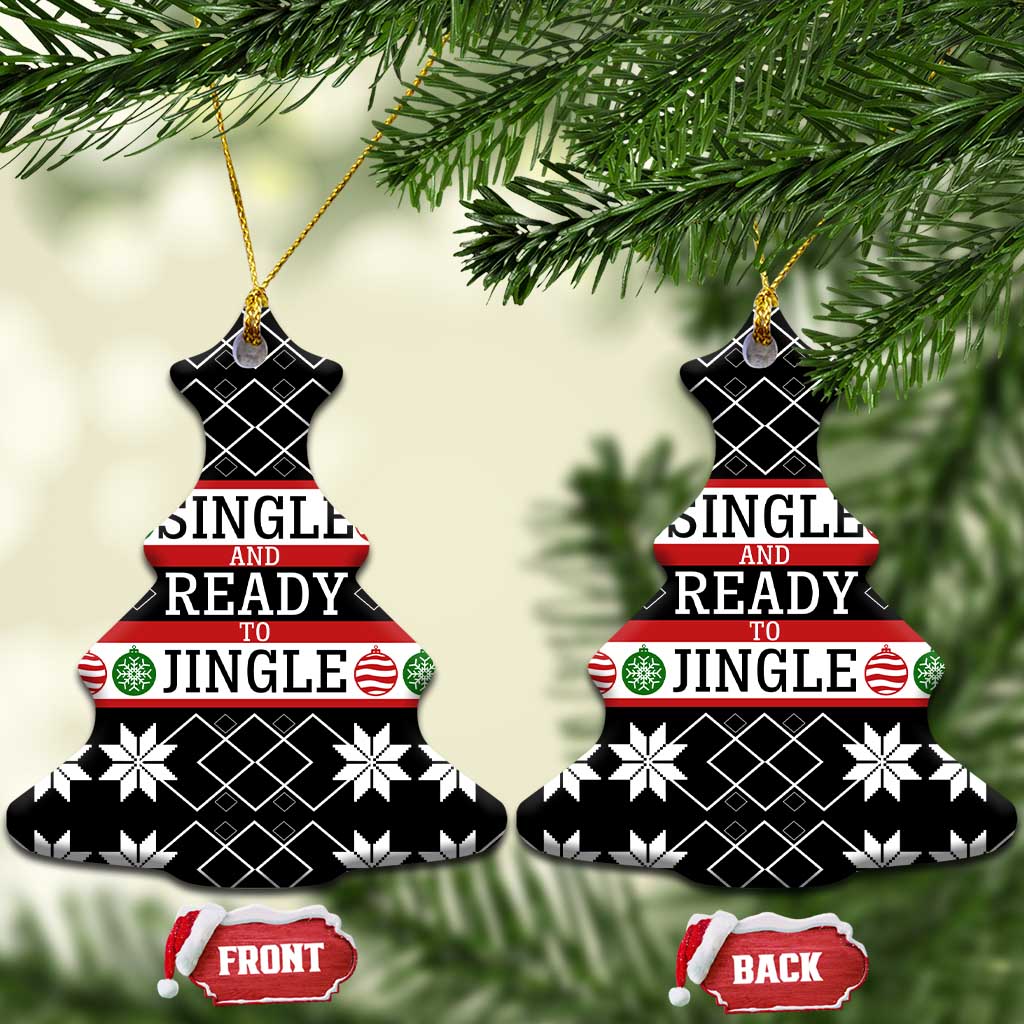 Single Ready To Jingle Christmas Ceramic Ornament Xmas Holiday Patterns - Wonder Print Shop