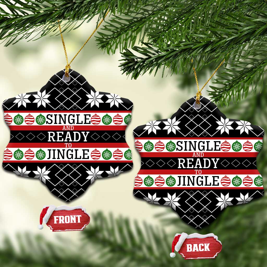 Single Ready To Jingle Christmas Ceramic Ornament Xmas Holiday Patterns - Wonder Print Shop