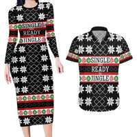 Single Ready To Jingle Christmas Couples Matching Long Sleeve Bodycon Dress and Hawaiian Shirt Xmas Holiday Patterns - Wonder Print Shop