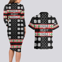 Single Ready To Jingle Christmas Couples Matching Long Sleeve Bodycon Dress and Hawaiian Shirt Xmas Holiday Patterns - Wonder Print Shop
