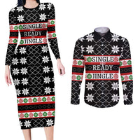 Single Ready To Jingle Christmas Couples Matching Long Sleeve Bodycon Dress and Long Sleeve Button Shirt Xmas Holiday Patterns - Wonder Print Shop