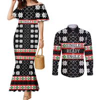 Single Ready To Jingle Christmas Couples Matching Mermaid Dress and Long Sleeve Button Shirt Xmas Holiday Patterns - Wonder Print Shop