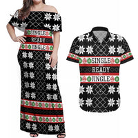 Single Ready To Jingle Christmas Couples Matching Off Shoulder Maxi Dress and Hawaiian Shirt Xmas Holiday Patterns - Wonder Print Shop