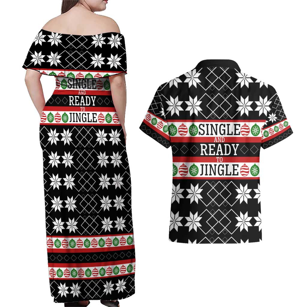 Single Ready To Jingle Christmas Couples Matching Off Shoulder Maxi Dress and Hawaiian Shirt Xmas Holiday Patterns - Wonder Print Shop