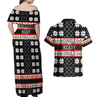 Single Ready To Jingle Christmas Couples Matching Off Shoulder Maxi Dress and Hawaiian Shirt Xmas Holiday Patterns - Wonder Print Shop