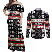 Single Ready To Jingle Christmas Couples Matching Off Shoulder Maxi Dress and Long Sleeve Button Shirt Xmas Holiday Patterns - Wonder Print Shop