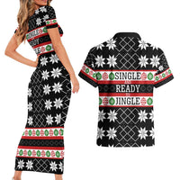 Single Ready To Jingle Christmas Couples Matching Short Sleeve Bodycon Dress and Hawaiian Shirt Xmas Holiday Patterns - Wonder Print Shop