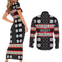 Single Ready To Jingle Christmas Couples Matching Short Sleeve Bodycon Dress and Long Sleeve Button Shirt Xmas Holiday Patterns - Wonder Print Shop