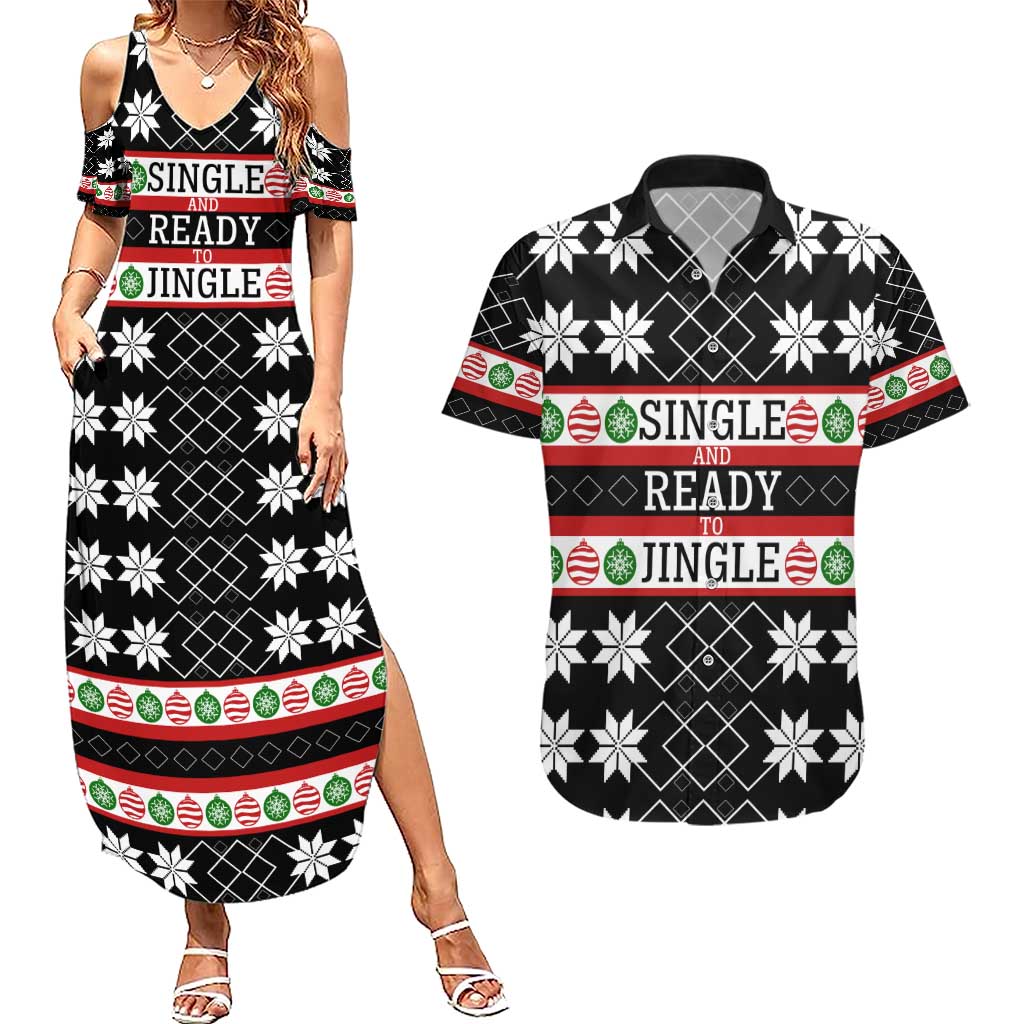 Single Ready To Jingle Christmas Couples Matching Summer Maxi Dress and Hawaiian Shirt Xmas Holiday Patterns - Wonder Print Shop