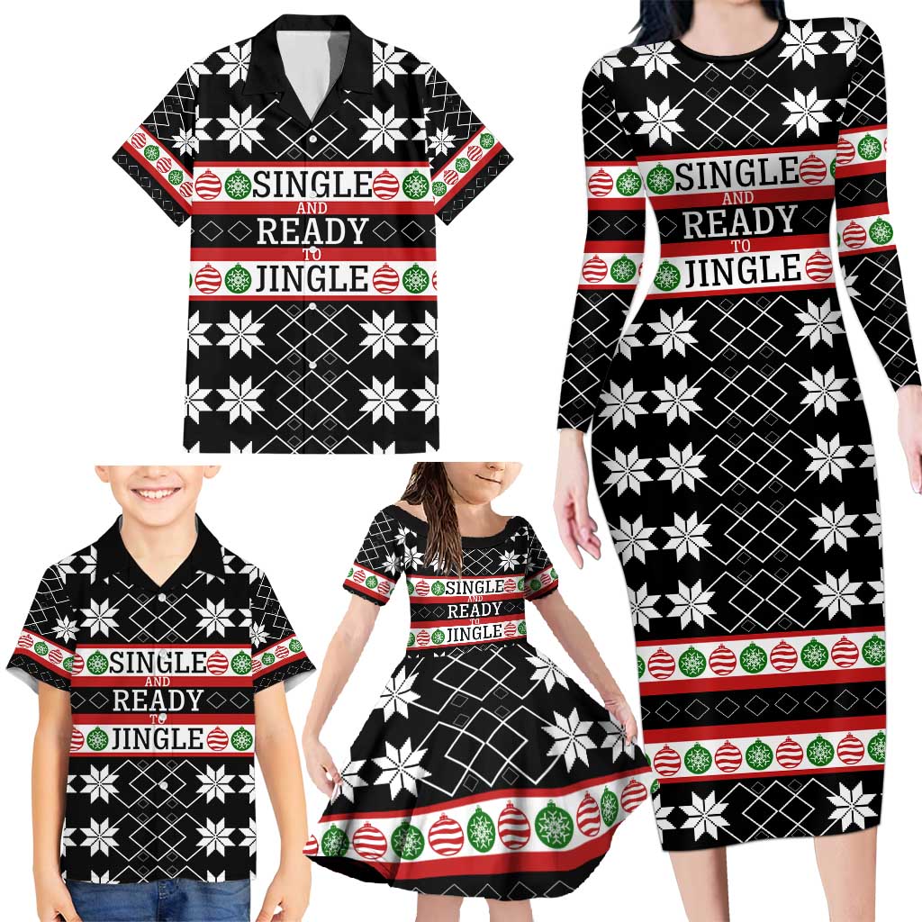 Single Ready To Jingle Christmas Family Matching Long Sleeve Bodycon Dress and Hawaiian Shirt Xmas Holiday Patterns - Wonder Print Shop