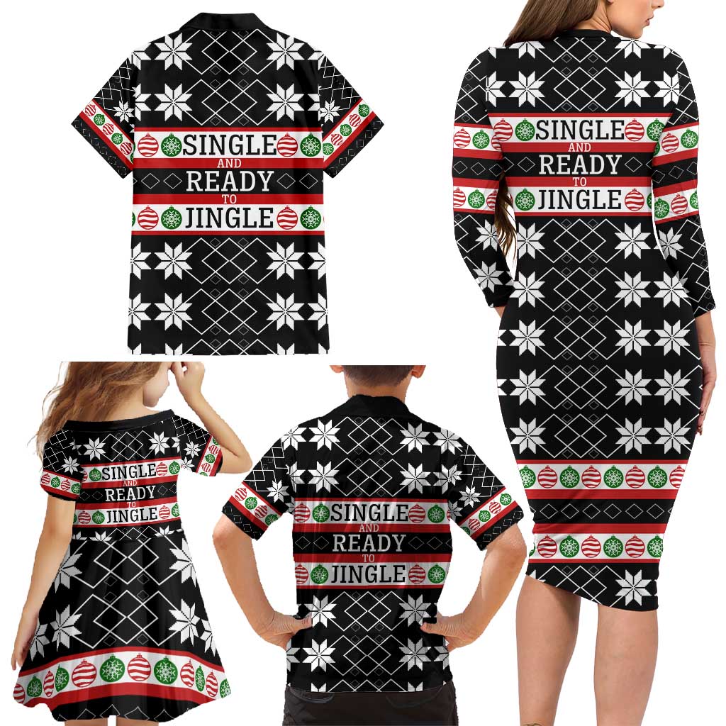 Single Ready To Jingle Christmas Family Matching Long Sleeve Bodycon Dress and Hawaiian Shirt Xmas Holiday Patterns - Wonder Print Shop