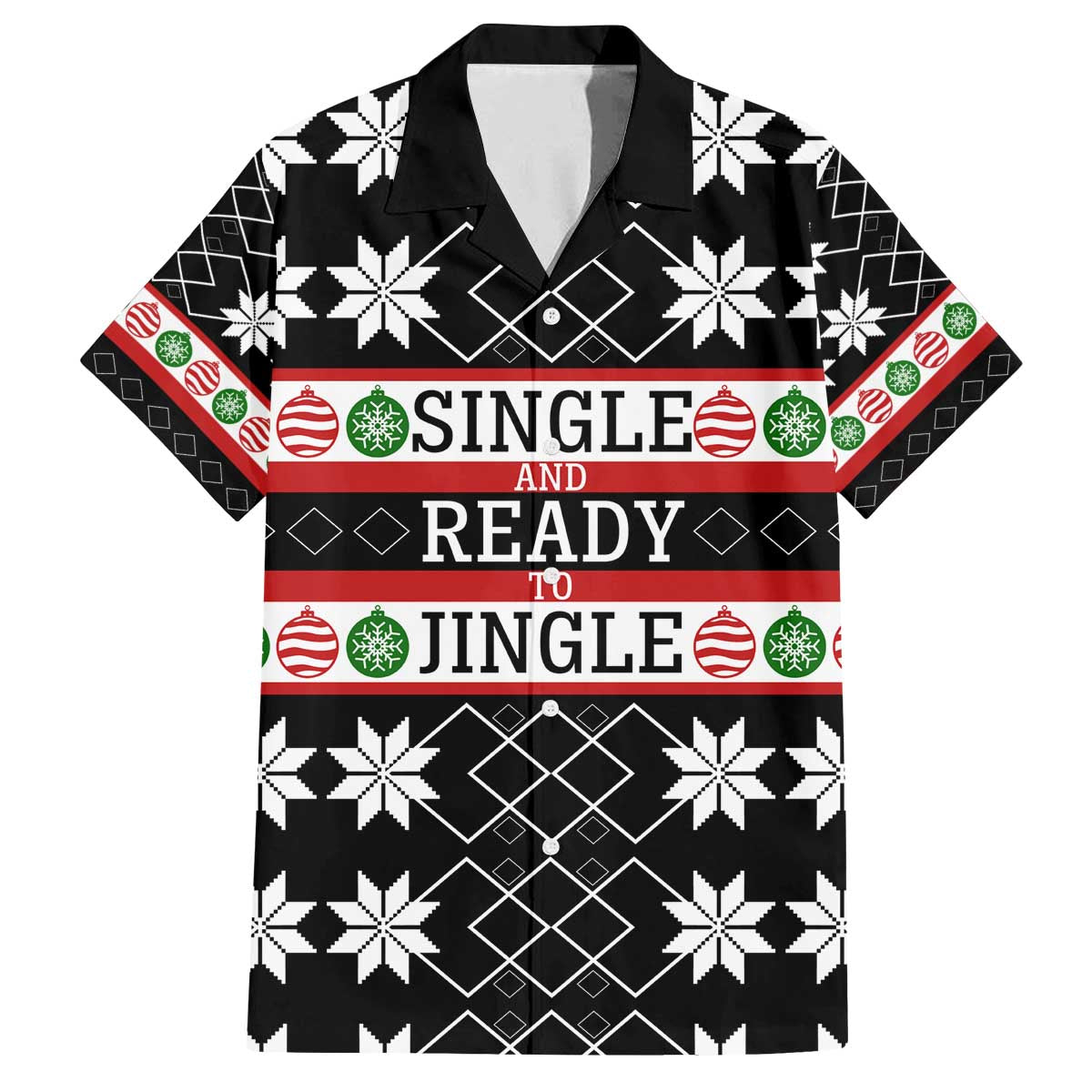 Single Ready To Jingle Christmas Family Matching Off The Shoulder Long Sleeve Dress and Hawaiian Shirt Xmas Holiday Patterns - Wonder Print Shop