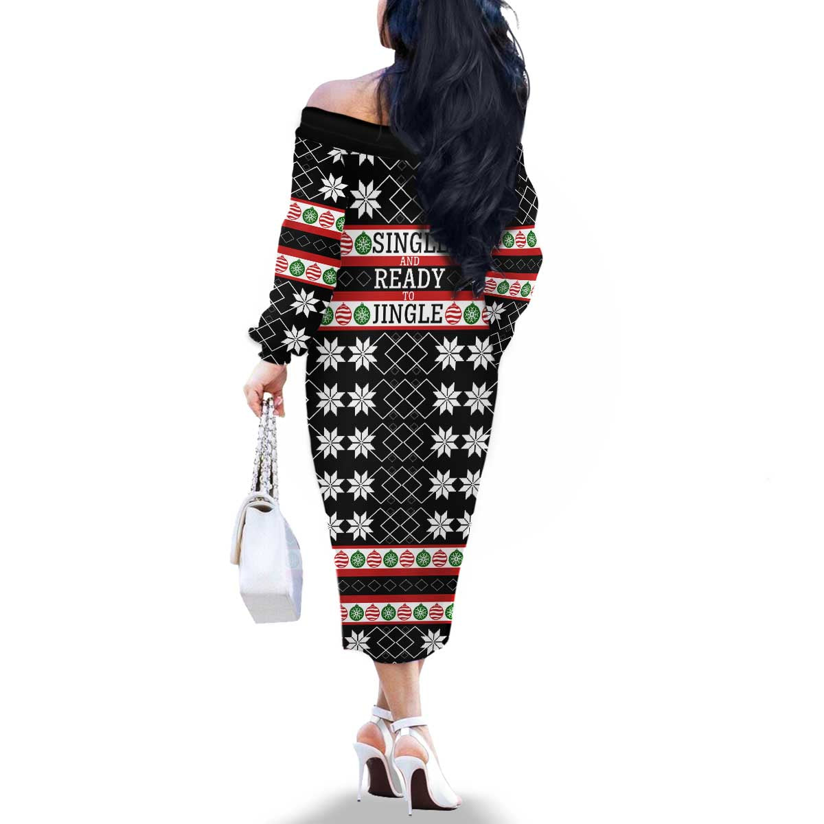 Single Ready To Jingle Christmas Family Matching Off The Shoulder Long Sleeve Dress and Hawaiian Shirt Xmas Holiday Patterns - Wonder Print Shop