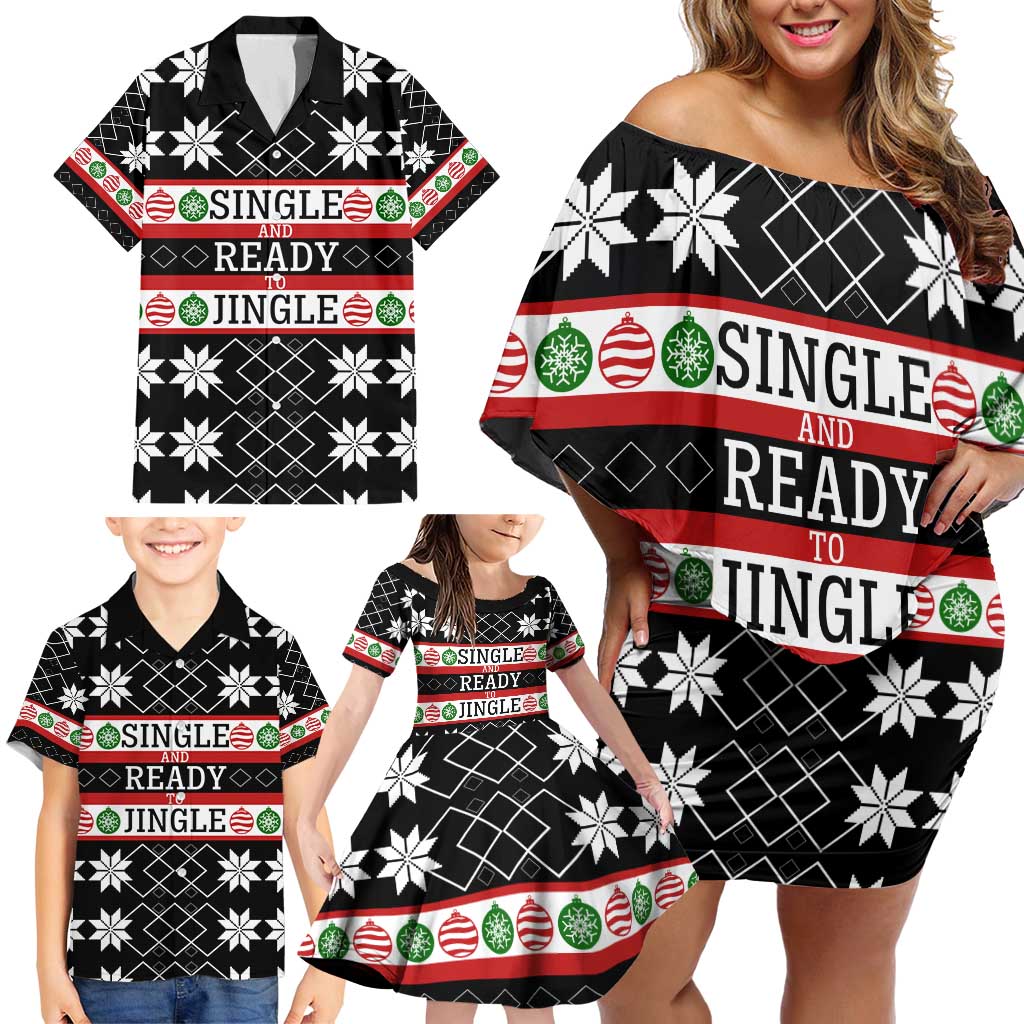 Single Ready To Jingle Christmas Family Matching Off Shoulder Short Dress and Hawaiian Shirt Xmas Holiday Patterns - Wonder Print Shop
