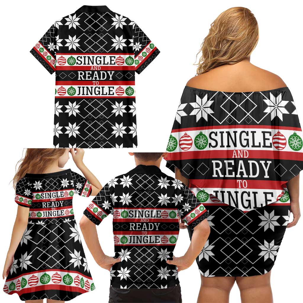 Single Ready To Jingle Christmas Family Matching Off Shoulder Short Dress and Hawaiian Shirt Xmas Holiday Patterns - Wonder Print Shop