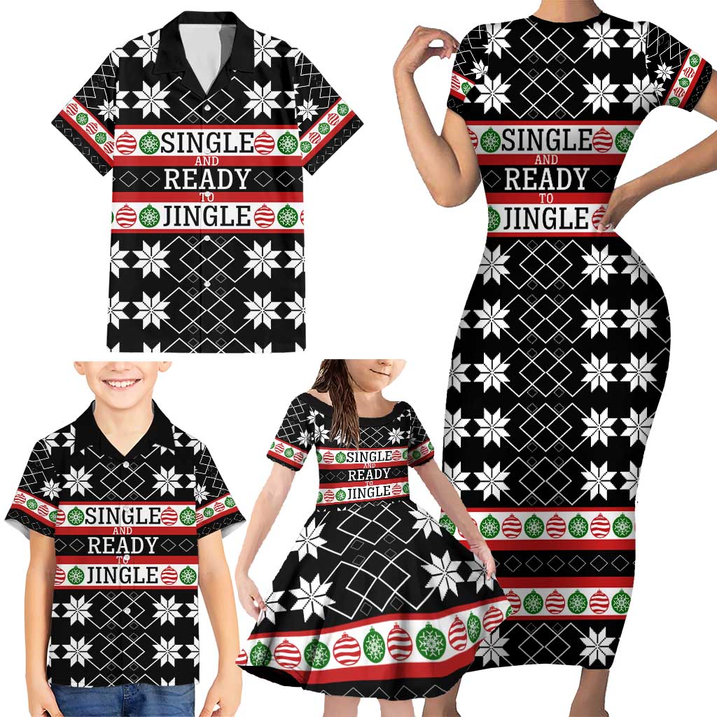 Single Ready To Jingle Christmas Family Matching Short Sleeve Bodycon Dress and Hawaiian Shirt Xmas Holiday Patterns - Wonder Print Shop