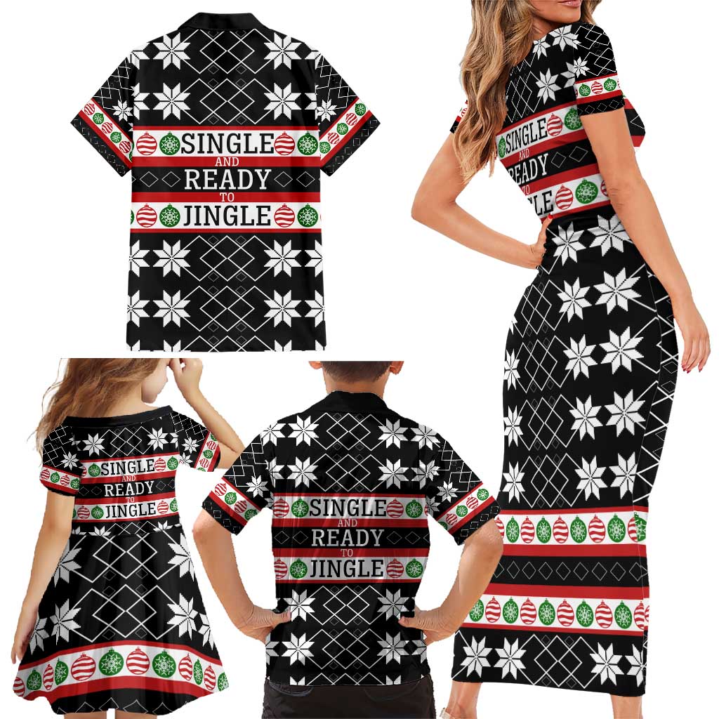 Single Ready To Jingle Christmas Family Matching Short Sleeve Bodycon Dress and Hawaiian Shirt Xmas Holiday Patterns - Wonder Print Shop