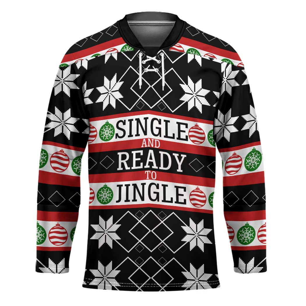 Single Ready To Jingle Christmas Hockey Jersey Xmas Holiday Patterns - Wonder Print Shop