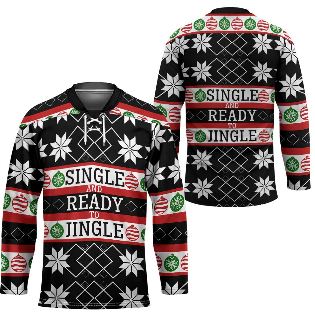 Single Ready To Jingle Christmas Hockey Jersey Xmas Holiday Patterns - Wonder Print Shop