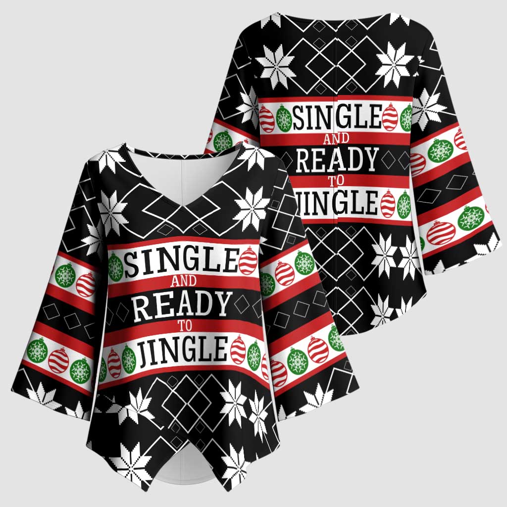 Single Ready To Jingle Christmas Kimono Sleeve Blouse Xmas Holiday Patterns - Wonder Print Shop