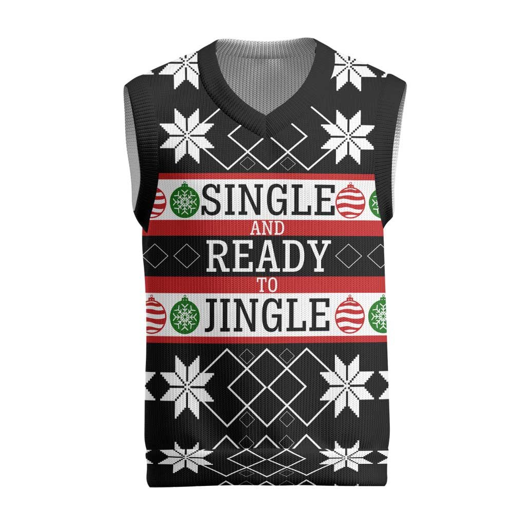 Single Ready To Jingle Christmas Knitted V-Neck Vest Xmas Holiday Patterns - Wonder Print Shop