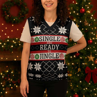 Single Ready To Jingle Christmas Knitted V-Neck Vest Xmas Holiday Patterns - Wonder Print Shop