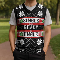 Single Ready To Jingle Christmas Knitted V-Neck Vest Xmas Holiday Patterns - Wonder Print Shop