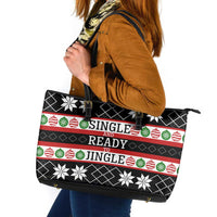 Single Ready To Jingle Christmas Leather Tote Bag Xmas Holiday Patterns - Wonder Print Shop