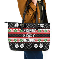 Single Ready To Jingle Christmas Leather Tote Bag Xmas Holiday Patterns - Wonder Print Shop