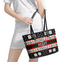 Single Ready To Jingle Christmas Leather Tote Bag Xmas Holiday Patterns - Wonder Print Shop