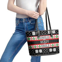 Single Ready To Jingle Christmas Leather Tote Bag Xmas Holiday Patterns - Wonder Print Shop