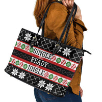 Single Ready To Jingle Christmas Leather Tote Bag Xmas Holiday Patterns - Wonder Print Shop