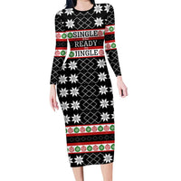 Single Ready To Jingle Christmas Long Sleeve Bodycon Dress Xmas Holiday Patterns - Wonder Print Shop
