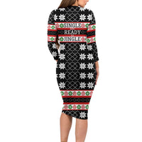 Single Ready To Jingle Christmas Long Sleeve Bodycon Dress Xmas Holiday Patterns - Wonder Print Shop
