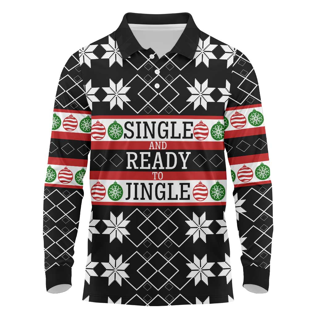 Single Ready To Jingle Christmas Long Sleeve Polo Shirt Xmas Holiday Patterns - Wonder Print Shop