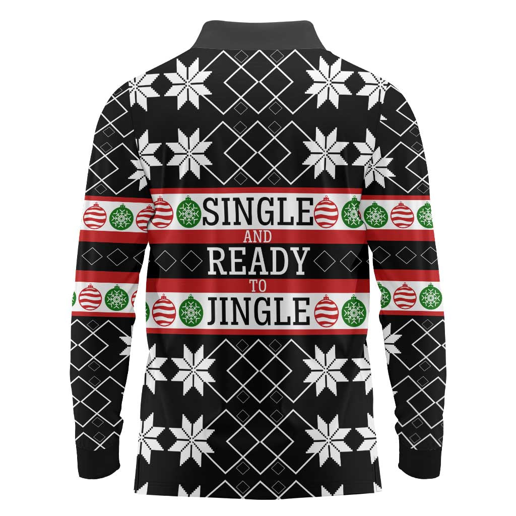 Single Ready To Jingle Christmas Long Sleeve Polo Shirt Xmas Holiday Patterns - Wonder Print Shop