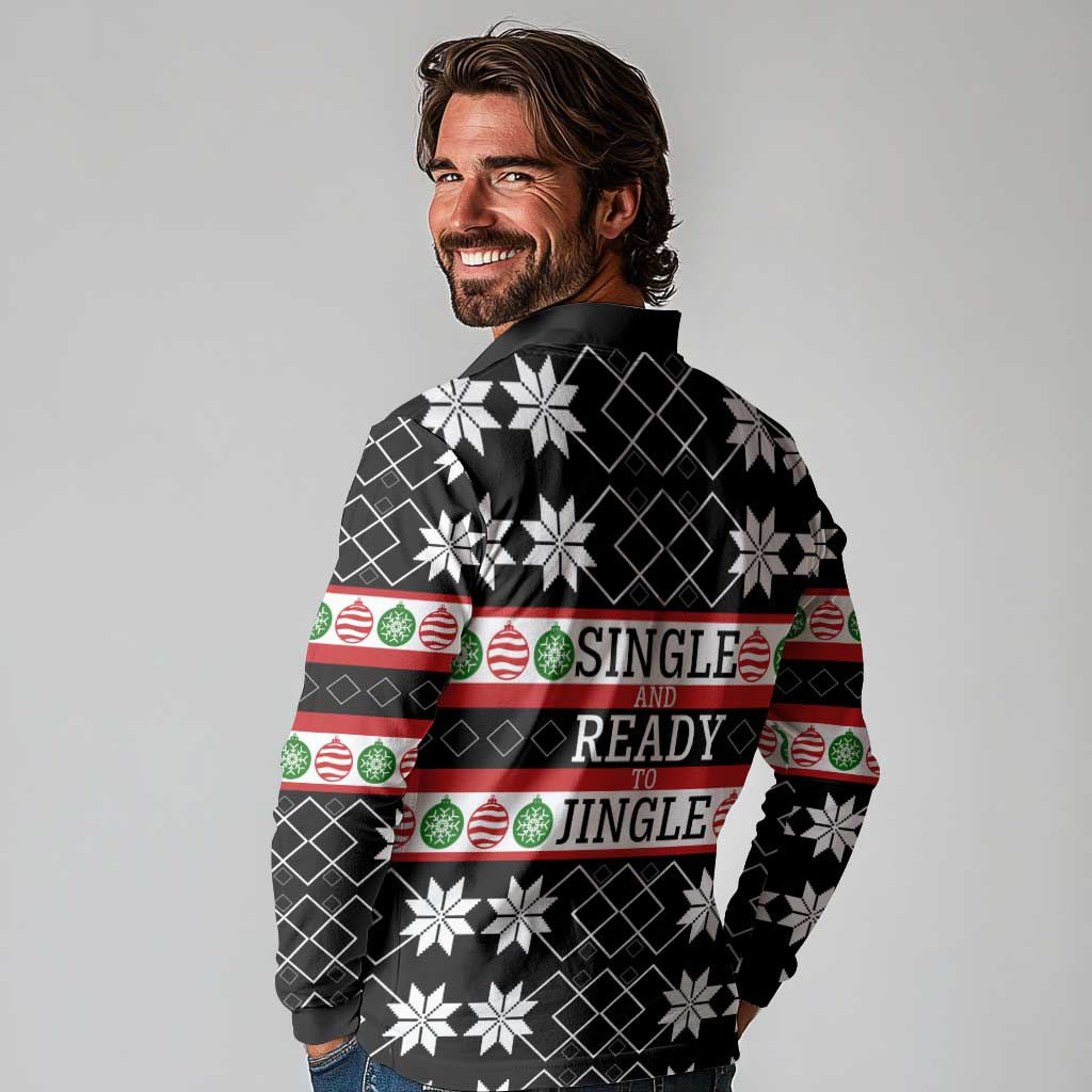 Single Ready To Jingle Christmas Long Sleeve Polo Shirt Xmas Holiday Patterns - Wonder Print Shop